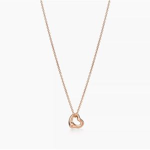 Tiffany & Co Elsa Peretti Open Heart Necklace Rose Gold